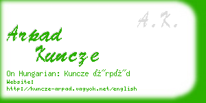 arpad kuncze business card